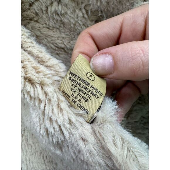 Powder River Outfitters Womens Tan Brown Faux Leather Fur Embellished Jacket Siz - Picture 5 of 8